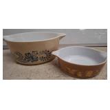 Two Pyrex Casserole Dishes with Patterns