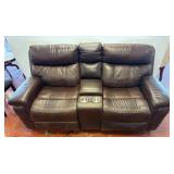 Brown Reclining Loveseat with Cupholders