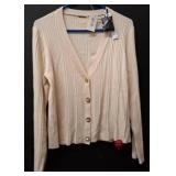 Elie Tahari Ribbed Cardigan with Gold Buttons on c
