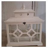 White Wooden Lantern With Glass Panels