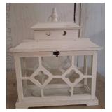 White Wooden Lantern With Glass Panels