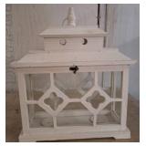 White Wooden Lantern With Glass Panels