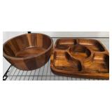Wood Serving Bowl and Divided Tray by The Cellar