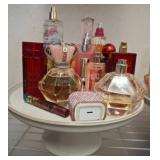 Bottles of Perfume and Cosmetic Sprays