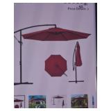 Offset Patio Umbrella with Stand, Red Canopy