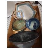 Pottery Bowls and Plate Set