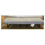 Folding Cot With Striped Mattress on Casters