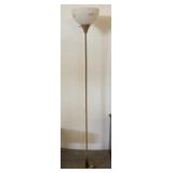 Gold Torchiere Floor Lamp with Frosted Shade