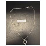 Sterling Silver Necklace with Emerald Heart Pendan