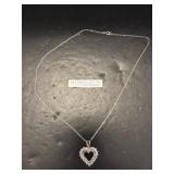 Sterling Silver Heart Pendant with Clear CZ Stones