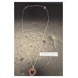 Sterling Silver Garnet Heart Pendant Necklace