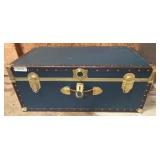 Blue Trunk with Brass Hardware and Latch