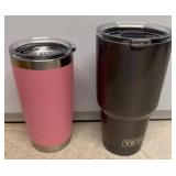 YETI Stainless Steel Tumblers, Pink and Gray