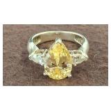 Sterling Silver Ring with Yellow Gemstone sc3
