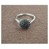 Sterling Silver Ring with Black Stone Cluster sc3