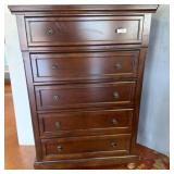 Dark Wood Five-Drawer Tall Chest
