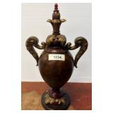Decorative Resin Urn with Gilded Accents