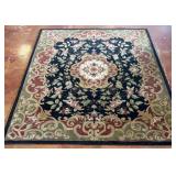 Floral Pattern Area Rug with Black Field