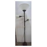 Black Metal Torchiere Floor Lamp With Side Lights