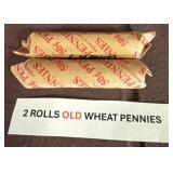 Two Rolls of Wheat Pennies in Paper Wrappers