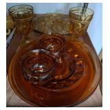 Amber Glass Tableware Set with Goblets