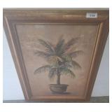 Framed Palm Tree Illustration, Gold-Tone Frame