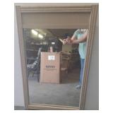 Beige Rectangular Mirror with Bamboo-Style Frame
