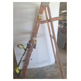 Wood Ladder, Ryobi Trimmer, and Trimmer Line