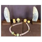 Scrimshaw, Necklace, and Figurines