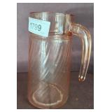 Pink Depression Glass Pitcher with Swirl Design