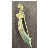 10K Gold Small Sword Brooch With Floral Details