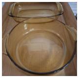 Amber Glass Baking Dishes, Set of Three