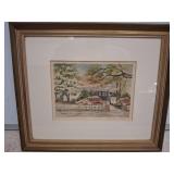 Framed Mary Ellen Golden Watercolor Painting