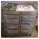Rolling Craft Cart With Mixed Crafting Supplies