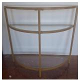 Gold-Tone Three-Tier Glass Demilune Table