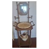 Edwardian Style Washstand With Mirror and Basin