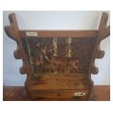 Wood Gun Rack With Deer Scene Back Panel