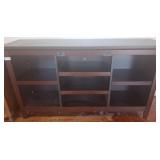 Dark Wood Shelving Unit With Adjustable Compartmen