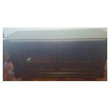 Two-Door Wood Cabinet with Glass Top