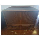 Wooden Cabinet with Two Drawers and Sliding Doors