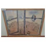 Framed Color Print Depicting Village Scene
