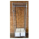 Metal Garment Rack with Storage Bins and Wheels