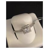 Square-Cut Stone 925 Ring, Size 8