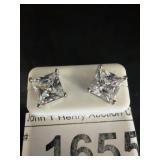 Square-Cut CZ Earrings in 925 Silver Settings