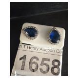 Pear-Shaped Blue Stone Earrings in 925 Silver