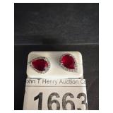 Pear-Shaped Red Gemstone 925 Silver Earrings