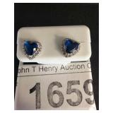 Heart-Shaped Gemstone Earrings with Silver Setting