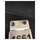 Silver Earrings with Purple Stones