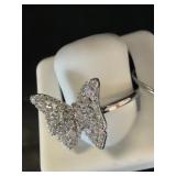 Butterfly Ring in 925 Silver with Clear Stones