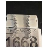 Sterling Silver Drop Earrings with CZ Accents